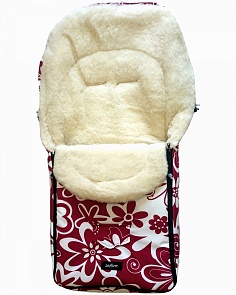 Спальный мешок в коляску №07 из серии North pole, дизайн – красно-белые цветы (Womar, 00-0013361 _13 цветки)